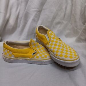 Vans  yellow checkered slip on shoes